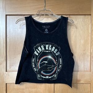 Pink Floyd Black Graphic Tank Top distressed cotton fabric